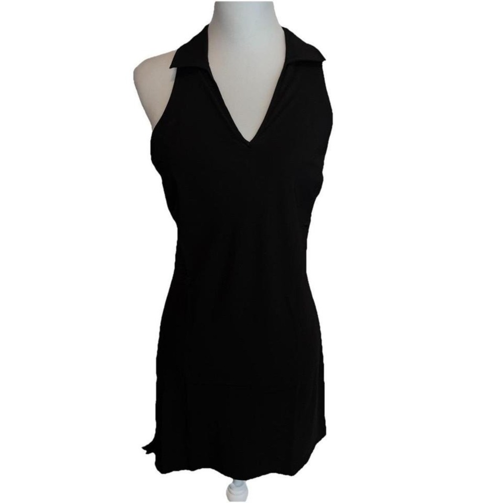 Calvin Klein Atleisure Golf PickleBall Black Sleeveless V Collared Neck Midi S